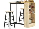 Set Tavolo Da Bar Fortuna Lai Con Sgabelli, Set Da 3 Pezzi Con Tavolo Da Cucina, Spazio Contenitivo, 2 Sgabelli, Poggiapiedi, In Stile Moderno, Salvaspazio, Per Sala Da Pranzo, Cucina, Acciaio, Rovere