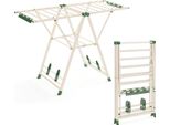 Costway Stendibiancheria Pieghevole Con Ali Regolabili, Ferma Calzini E Portascarpe, Stendibiancheria Estensibile, Stendino, Beige, 141Cm