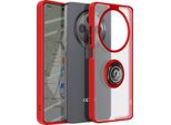 Avizar, Oppo Reno 12F Custodia Anello Magnetico Trasparente, Rosso