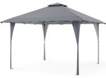 Costway Gazebo Pop Up 4X4M, Gazebo Da Giardino Regolabile In Altezza Con Doppio Tetto E Borsa Per Il Trasporto, Gazebo Pieghevole Impermeabile Da Giardino Tenda Da Festa Stabile Grigio