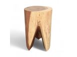 Sgabello In Legno - Tavolino Sgabello Per Fiori Tavolino Portaoggetti - Unico Fatto A Mano - Piedi Rotondi In Legno Massiccio Di Suar - 45X30X30 Cm