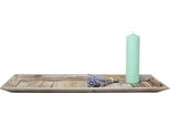 2.02 Vassoio In Legno Bloom Naturale In Design Shabby Chic - Circa 60X16,5 Cm - Vassoio Per Decorazione Di Candele
