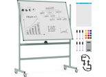 Costway Lavagna Mobile Bifacciale 120X90Cm, Lavagna Magnetica Regolabile In Altezza Con Ruote E Supporto, Lavagna Mobile Con Accessori
