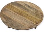 1.06 Piatto Di Mango Su Piedini - Circa Ø 38,5 Cm X 6 Cm - Vassoio Decorativo In Legno