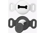 Inf Custodia Protettiva In Silicone Per Apple Airtag Pet Tracker Nero + Bianco S