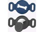 Inf Custodia Protettiva In Silicone Per Apple Airtag Pet Tracker Nero + Blu S