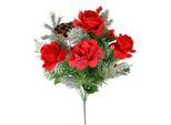 Kunstblumenstrauß I.Ge.A. "Bouquet Rosen/Hortensien", Rot, B:27Cm H:53Cm L:27Cm, Polyester, Kunstpflanzen, Tannenzweige Lotus Weihnachtsdeko Weihnachtsblume SträUßE Dekoblumen