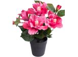 Kunstblume BOTANIC-HAUS "Hibiskus Im Topf", Pink, B:20Cm H:27Cm T:20Cm Ø:20Cm, Kunststoff, Kunstpflanzen