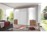 SchwebetüRenschrank Wimex, Weiß (Weiß Lackiert, Plankeneiche), B:300Cm, SchräNke, SchwebetüRenschrank