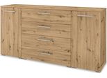 Kombikommode "Henderson", Braun (Eiche Artisan), B:160Cm H:81Cm T:42Cm, Holzwerkstoff, Set One By Musterring, Sideboards, Kombikommode, Mit 2 TüRen Und 4 Schubladen Inkl. Selbsteinzug Und DäMpfung