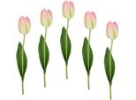 Kunstblume I.Ge.A. "Real Touch Tulpen", Rosa (Weiß, Rosa), B:4Cm H:67Cm L:4Cm, Kunstpflanzen, 5Er Set KüNstliche Tulpenknospen, Kunstblumen, Stielblume