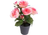 Kunstblume BOTANIC-HAUS "Rosenbusch", Pink, B:20Cm H:27Cm T:20Cm Ø:20Cm, Kunststoff, Kunstpflanzen