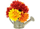 Kunstblume I.Ge.A. "Chrysanthemen In GießKanne", Gelb (Gelb, Orange), B:25Cm H:24Cm L:18Cm, Polyester, Kunstpflanzen, Herbstgesteck Herbstliche Blumen