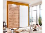 SchwebetüRenschrank Wimex "Easy", Braun (Plankeneichefarben, WeißGlas), B:180Cm H:210Cm T:65Cm, SchräNke, SchwebetüRenschrank, Mit Teilglas