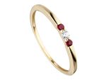 Fingerring JOBO Ring mit Rubin und Zirkonia Gr. 60, gold (gelbgold 333, rot), Fingerringe, Damen, 60, Gelbgold 333, 333 Gold