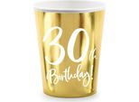 Bicchieri Di Carta Compleanno D'oro 30 Anni - 220Ml 6Pz - Partydeco