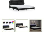 The Living Store Struttura Letto Con Led Nero 180X200 Cm In Ecopelle