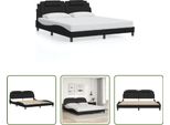 The Living Store Struttura Letto Con Testiera Nera 180X200 Cm In Ecopelle