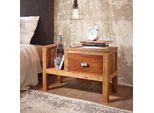 Finebuy Console Da Letto In Legno Massiccio Di Sheesham Con Cassetto E Ripiano - Comodino Di Campagna Fatto A Mano In Vero Legno - Comodino Basso 60X30X40 Cm