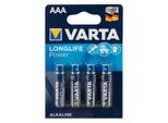 10X Varta 46817 Longlife Power LR03/AAA (Micro) (4903), 4 Pz. Blister - Batteria Alcalina Al Manganese (Alcalina), 1,5 V