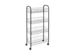 Metaltex Ascona Carrello Con Ruote + 4 Cestini 41X23X84 Cm Nero Opaco/Metallo