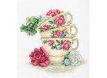 Rto Set Punto Croce "Tazza Di Tè Con Petali Di Rosa"" M622, Schema Di Conteggio, 20,5X20 Cm"