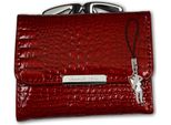 Jennifer Jones Rfid Blocker Mini Portafoglio Da Donna In Vera Pelle Rosso 9,5X2X8Cm Con Ciondolo A Forma Di Fata D2OPJ119R