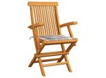Vidaxl Sedie Da Giardino Cuscini A Quadri Grigi 4 Pz. Legno Massiccio Di Teak