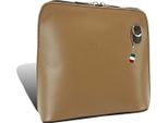 Firenze Vera Pelle Borsa Signore Mini Sera Taupe Marrone Vacchetta 17X17X8 Compreso Italia Tag D2OTF109C