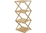 Scaffale Pieghevole In Piedi Con 4 Ripiani - Circa 94 Cm - Scaffale In Legno Di Bambù