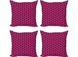 Abakuhaus Set Di Federe Rosa Shocking (4 Pezzi), Eastern Orient, Stampa Digitale Moderna Su Entrambi I Lati, 45 Cm X 45 Cm, Nero-Rosa