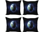 Abakuhaus Set Di Federe (4 Pezzi), Calmante Starry Space, Stampa Digitale Moderna Su Entrambi I Lati, 45 Cm X 45 Cm, Blu Scuro, Verde, Bianco