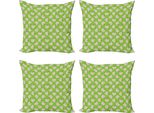 Abakuhaus Set Di Federe Astratte (4 Pezzi), Mele A Pois, Stampa Digitale Moderna Su Entrambi I Lati, 60 Cm X 60 Cm, Verde Mela, Marrone, Bianco