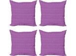 Abakuhaus Set Di Federe Astratte (4 Pezzi), Strisce Sfumate Viola, Stampa Digitale Moderna Su Entrambi I Lati, 45 Cm X 45 Cm, Magenta E Viola