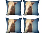 Abakuhaus Set Di Federe Olandesi (4 Pezzi), Dutch Breed Draft Horse Art, Stampa Digitale Moderna Su Entrambi I Lati, 40 Cm X 40 Cm, Blu Ardesia E Marrone