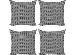 Abakuhaus Set Di Federe Astratte (4 Pezzi), Cerchi E Quadrati A Contrasto, Stampa Digitale Moderna Su Entrambi I Lati, 40 Cm X 40 Cm, Bianco E Nero