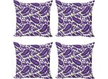 Abakuhaus Set Di Federe Per Cuscini Aubergine (4 Pezzi), Deliziosa Freschezza Dish, Moderna Stampa Digitale Su Entrambi I Lati, 50 Cm X 50 Cm, Viola Bianco