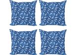 Abakuhaus Set Di Federe Per Cuscini Hai (4 Pezzi), Motivi Artistici Smile Carnivore, Stampa Digitale Moderna Su Entrambi I Lati, 45 Cm X 45 Cm, Blu Mare Pallido Ceil Blau