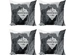Abakuhaus Set Di Federe Per Cuscini Adventure (4 Pezzi), Berg Ruft, Stampa Digitale Moderna Su Entrambi I Lati, 40 Cm X 40 Cm, Grigio Scuro