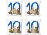Abakuhaus Set Di Federe (4 Pezzi), Street Dogs Puppies, Stampa Digitale Moderna Su Entrambi I Lati, 40 Cm X 40 Cm, Multicolore