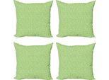 Abakuhaus Set Di Federe Verde Lime (4 Pezzi), Triangoli Piramidali, Stampa Digitale Moderna Su Entrambi I Lati, 60 Cm X 60 Cm, Verde Candeggina E Felce