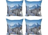 Abakuhaus Set Di Federe Invernali (4 Pezzi), Alpi Bavaresi Germania, Stampa Digitale Moderna Su Entrambi I Lati, 45 Cm X 45 Cm, Blu E Bianco