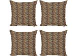 Abakuhaus Set Di Federe Marocchine (4 Pezzi), Motivo A Quadri Retrò, Stampa Digitale Moderna Su Entrambi I Lati, 45 Cm X 45 Cm, Multicolore