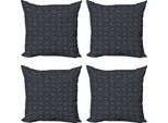Abakuhaus Set Di Federe Marocchine (4 Pezzi), Stella Geometrica Reale, Stampa Digitale Moderna Su Entrambi I Lati, 40 Cm X 40 Cm, Nero Crema Blu