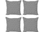 Abakuhaus Set Di Federe Marocchine (4 Pezzi), Motivi Classici Moreschi, Stampa Digitale Moderna Su Entrambi I Lati, 40 Cm X 40 Cm, Bianco E Nero