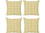 Abakuhaus Set Di Federe Marocchine (4 Pezzi), Stile Italiano Retrò, Stampa Digitale Moderna Su Entrambi I Lati, 40 Cm X 40 Cm, Turchese Giallo Verde