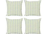 Abakuhaus Set Di Federe Marocchine (4 Pezzi), Stile Orientale Retrò Folk, Stampa Digitale Moderna Su Entrambi I Lati, 45 Cm X 45 Cm, Blu Pallido E Giallo