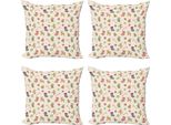 Abakuhaus Set Di Federe Natalizie (4 Pezzi), Dolci Tradizionali, Stampa Digitale Moderna Su Entrambi I Lati, 60 Cm X 60 Cm, Multicolore