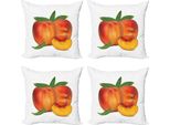 Abakuhaus Set Di Federe Per Cuscini Peach (4 Pezzi), Vivid Vitamin Rich-Snack, Stampa Digitale Moderna Su Entrambi I Lati, 50 Cm X 50 Cm, Verde Vermiglio