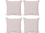 Abakuhaus Set Di Federe Per Cuscini Mid-Century (4 Pezzi), Modernist Geometric, Stampa Digitale Moderna Su Entrambi I Lati, 50 Cm X 50 Cm, Rosa Pallido, Beige, Grigio
